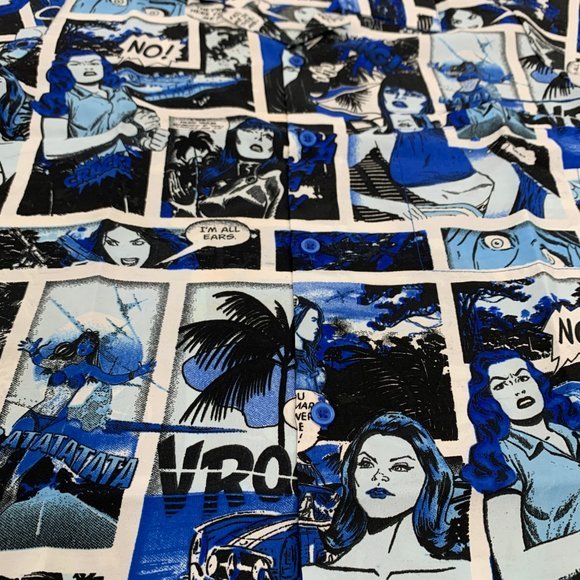 Brand New Comic Button Down Top Collared Lightweight Soft Thin Material S-M - Picture 8 of 14